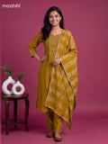 Dark Mustard Mul Chanderi Embroidery Work Straight Suit
