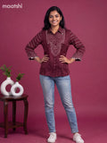 Rosy Brown Crepe Silk With Bandhini Printed Women Shirt