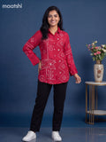 Reddish Pink Crepe Silk With Bandhani Printed Women Shirt