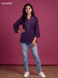 Dark Violet Crepe Silk With Bandhani Printed Women Shirt