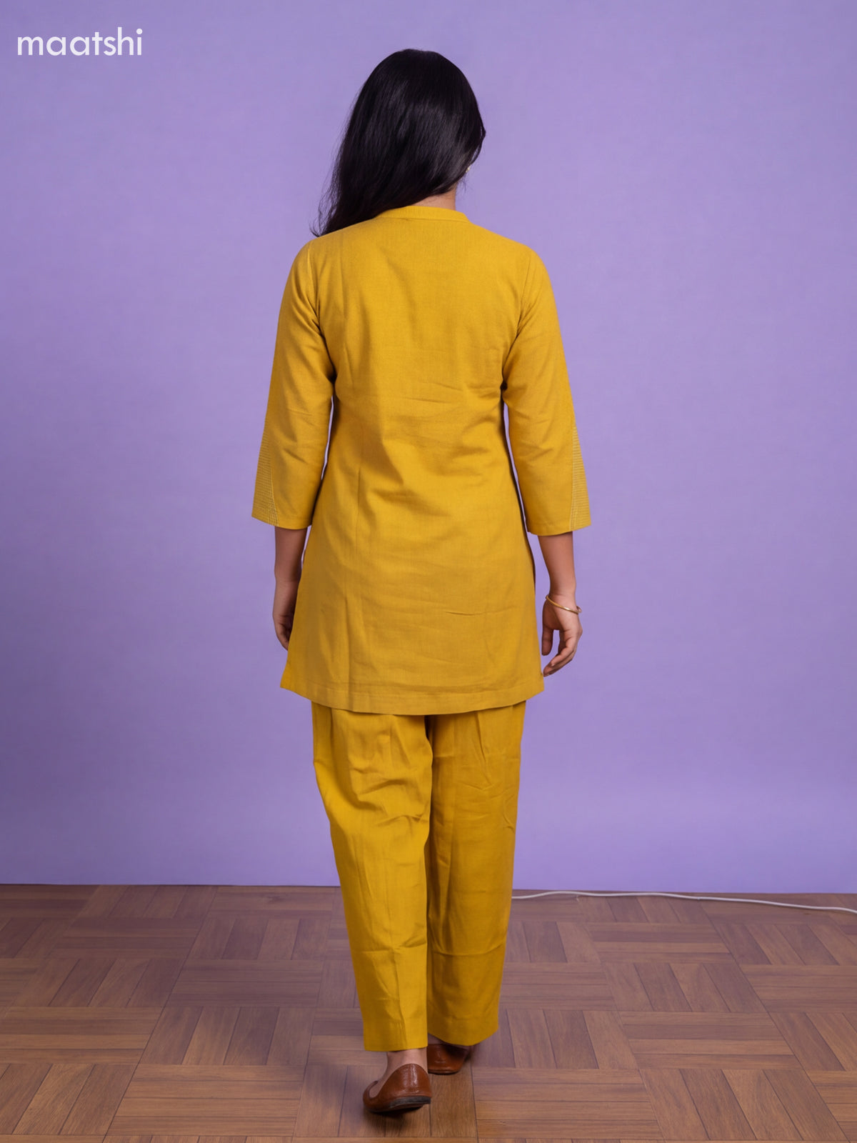 Yellow Cotton Embroidery Work Short Co-Ord Set