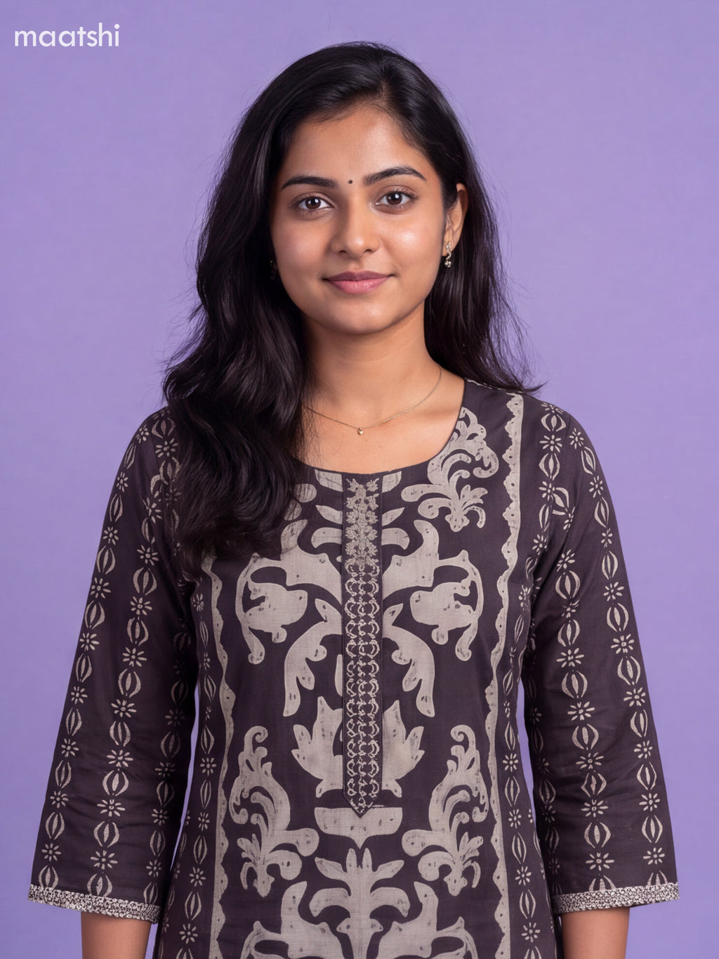Black Art Tussar Printed & Embroidery Work Straight Suit