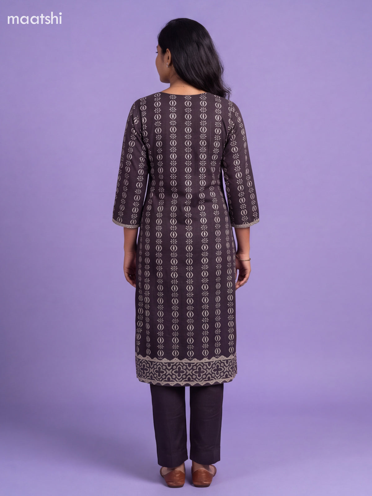 Black Art Tussar Printed & Embroidery Work Straight Suit