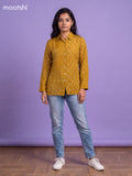 Mustard Yellow Crepe Silk With Bandhani Printed Women Shirt