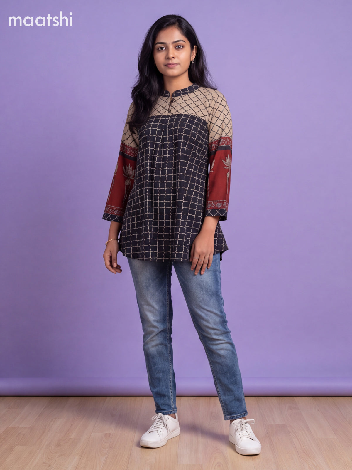 Black Crepe Silk Printed Women Shirt