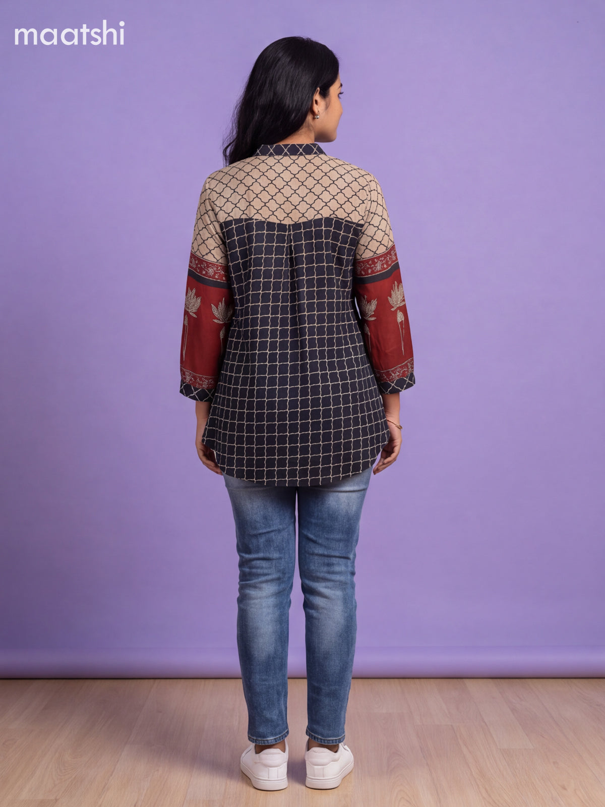 Black Crepe Silk Printed Women Shirt