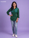 Light Green Crepe Silk With Bandhani Printed Women Shirt