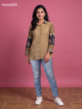 Beige and Mustard Mul Chanderi Printed Women Shirt