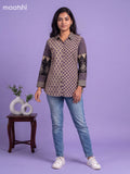 Beige and Lavender Mul Chanderi Printed Women Shirt