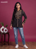 Black Crepe Silk Ajrakh Printed Women Shirt