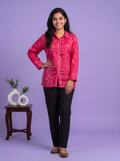 Dark Pink Crepe Silk With Bandhani Printed Women Shirt