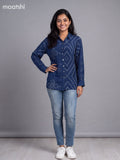 Dark Blue Crepe Silk With Bandhani Printed Women Shirt