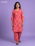 Dark Pink Cotton Floral Printed Long Co-Ord Set
