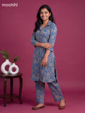 Blue Cotton Floral Printed Long Co-Ord Set