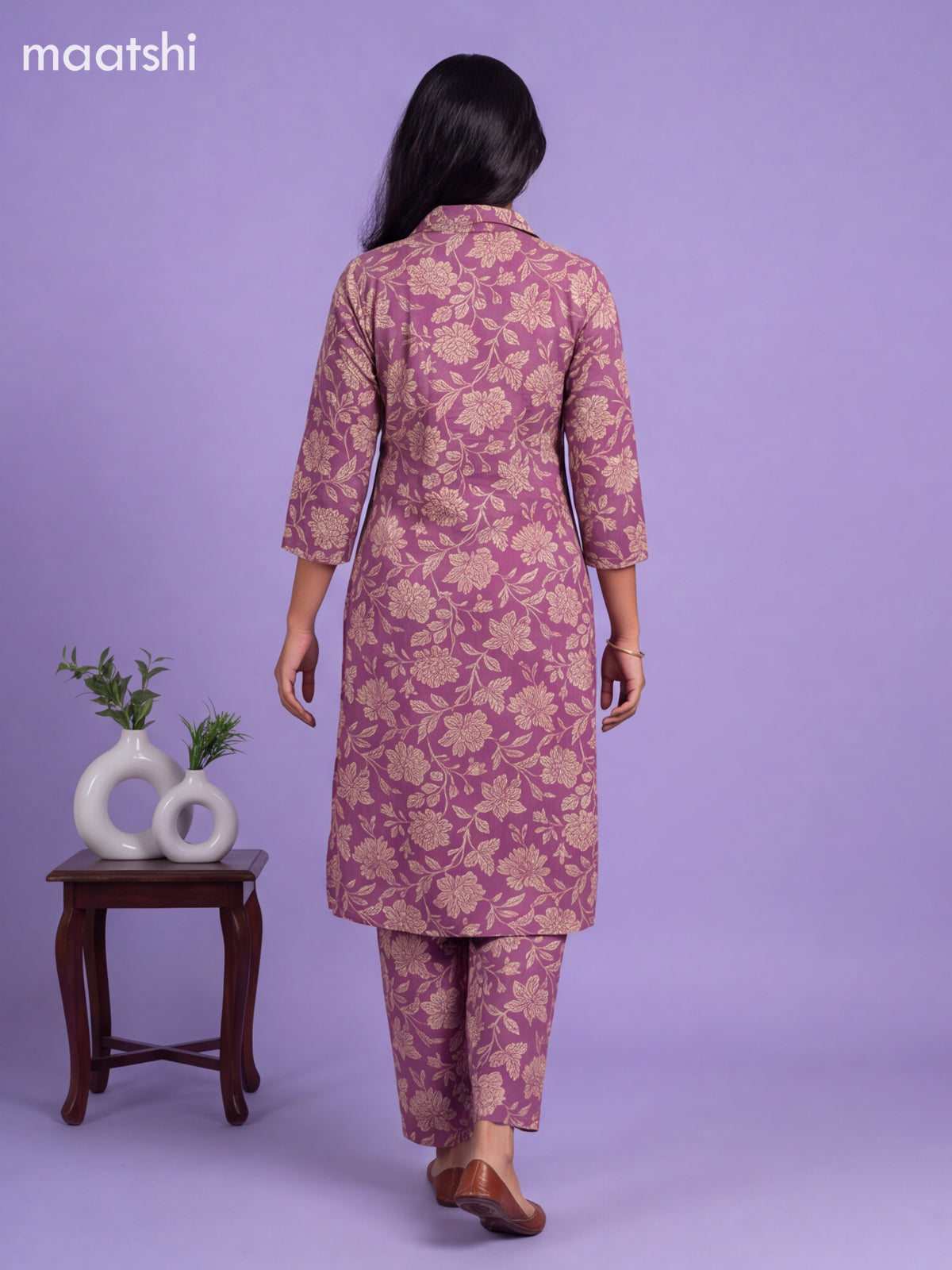 Lavender Cotton Floral Printed Long Co-Ord Set