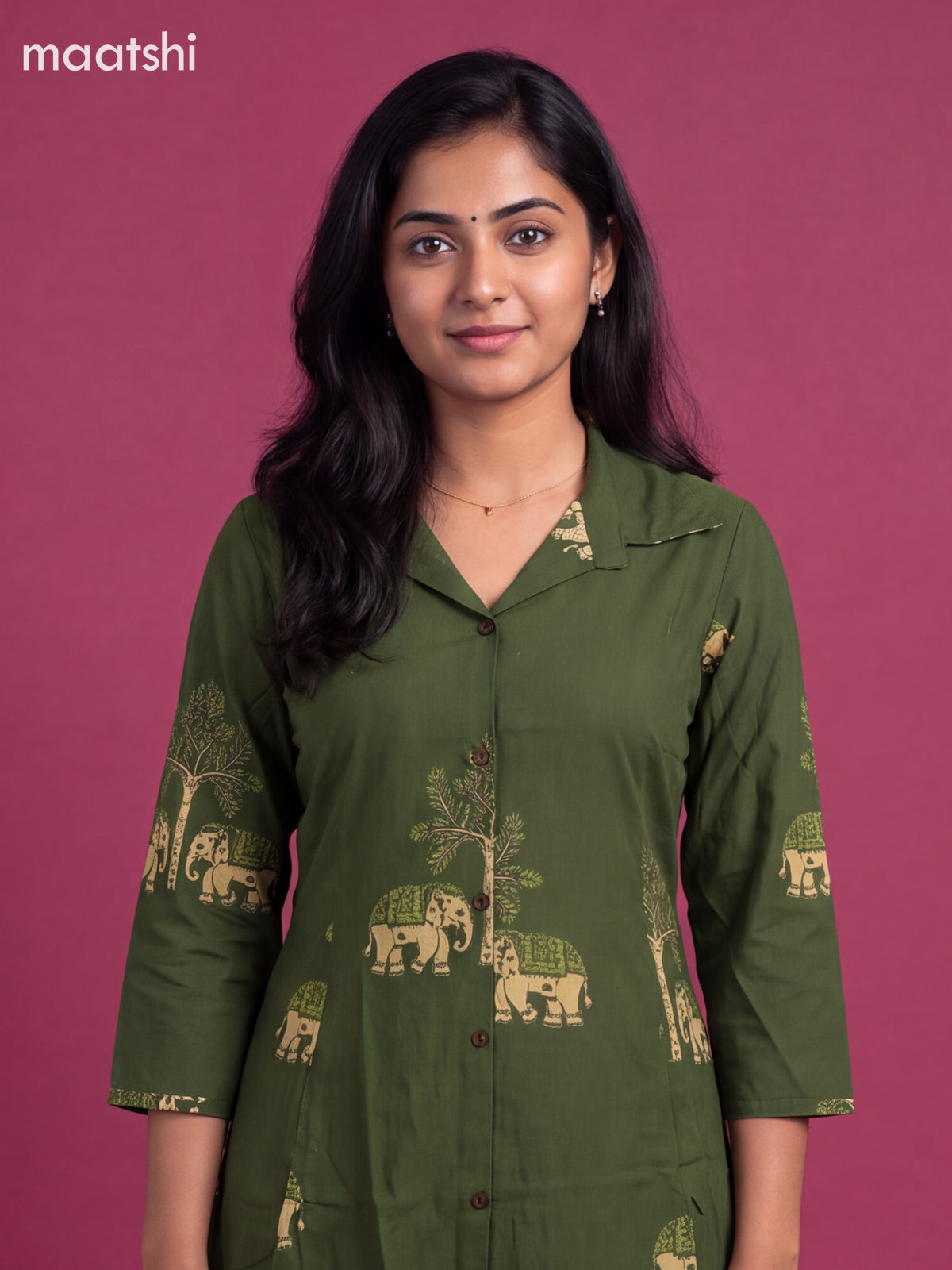 Green Cotton Floral Printed Long Co-Ord Set
