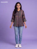 Black Crepe Silk Ajrakh Women Shirt