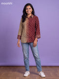 Maroon and Beige Crepe Silk Bandhani Printed Women Shirt