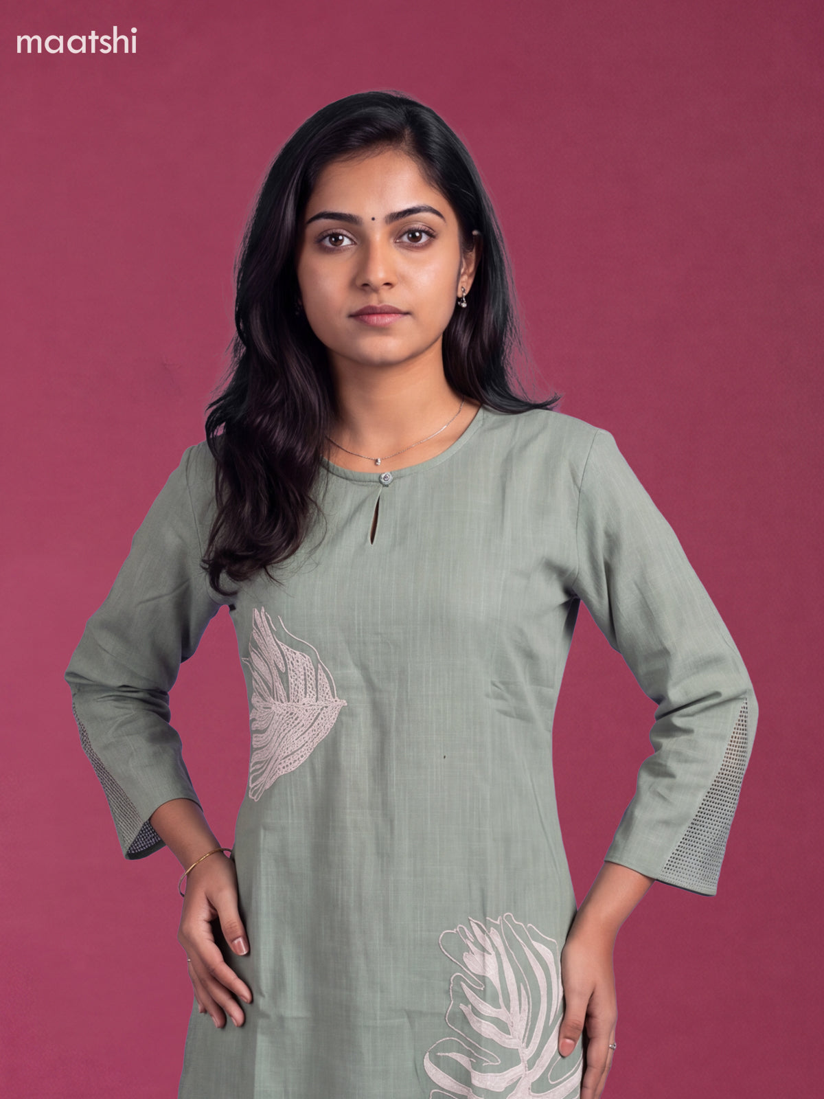 Pastel Green Cotton Floral Embroidery Work Short Co-Ord Set
