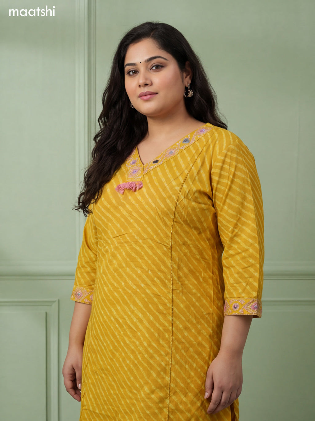 Yellow Cotton Embroidery Mirror Work Straight Suit
