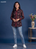 Brown Crepe Silk Ajrakh Printed Women'S Shirt