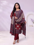 Maroon and Biege Muslin Printed Straight Suit