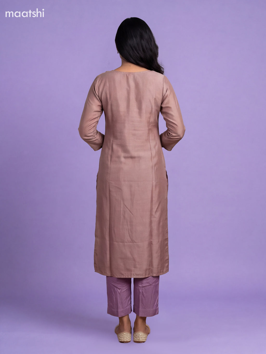 Mild Lavender Tissue Embroidery Work Straight Suit