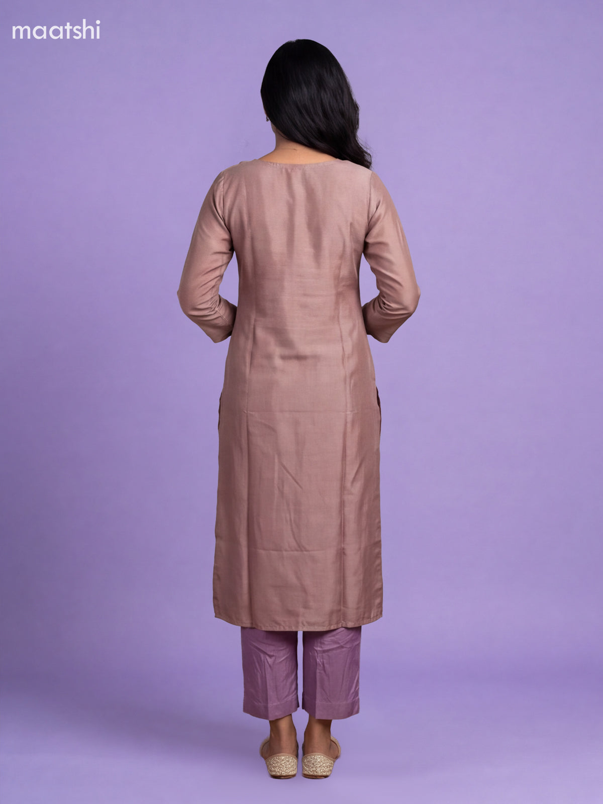 Mild Lavender Tissue Embroidery Work Straight Suit