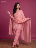 Pink Art Silk Embroidery Work Short Straight Suit