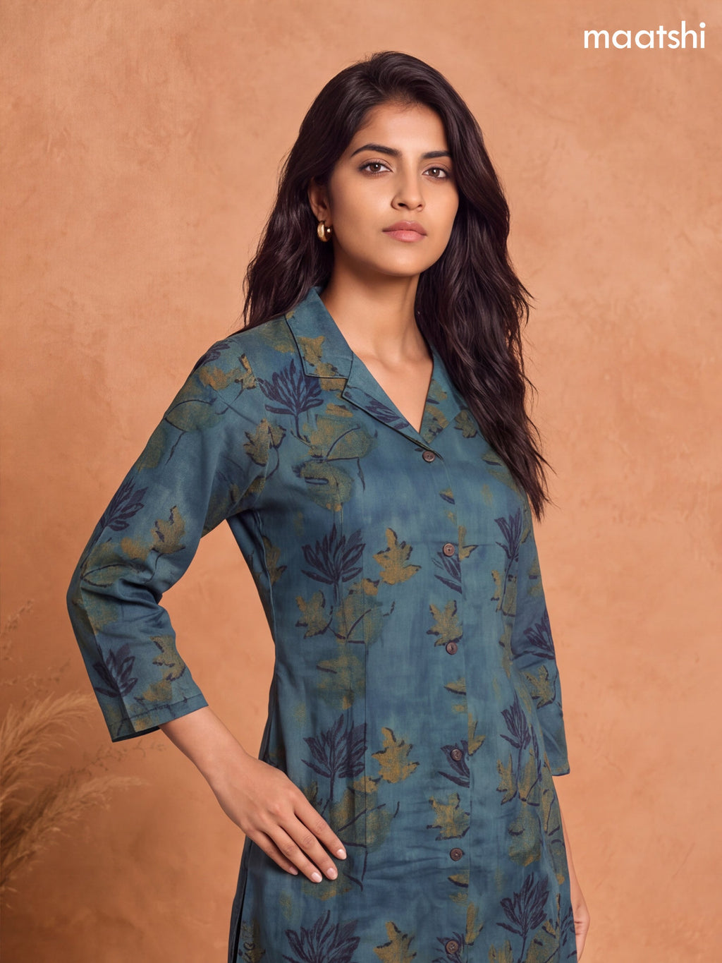 Green Cotton Printed Long Co-Ord Set