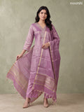 Lavender Tissue Heavy Embroidery Work Straight Suit