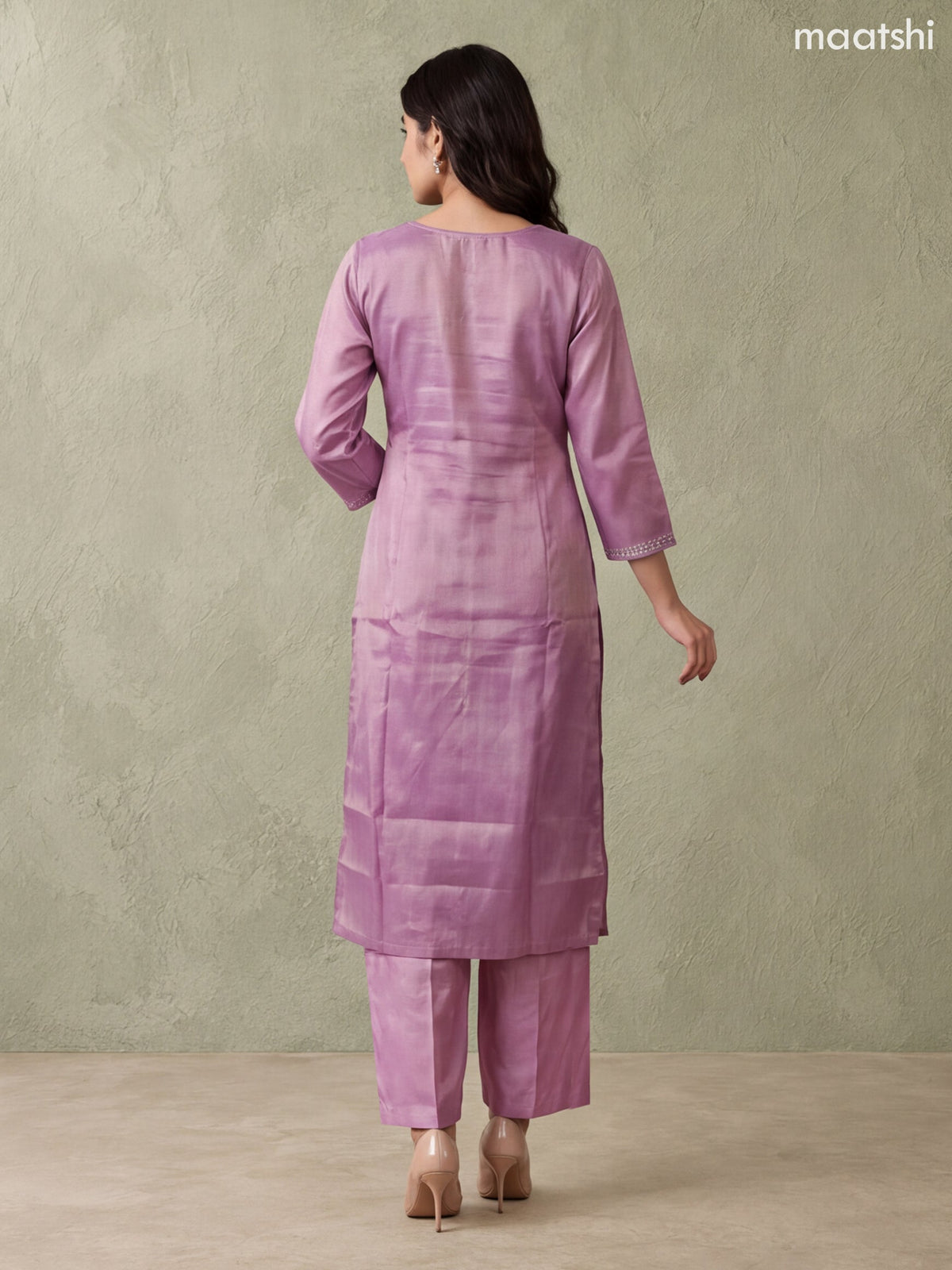 Lavender Tissue Heavy Embroidery Work Straight Suit