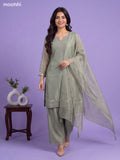Mehendi Green Tissue Elegant Embroidery Work Straight Suit