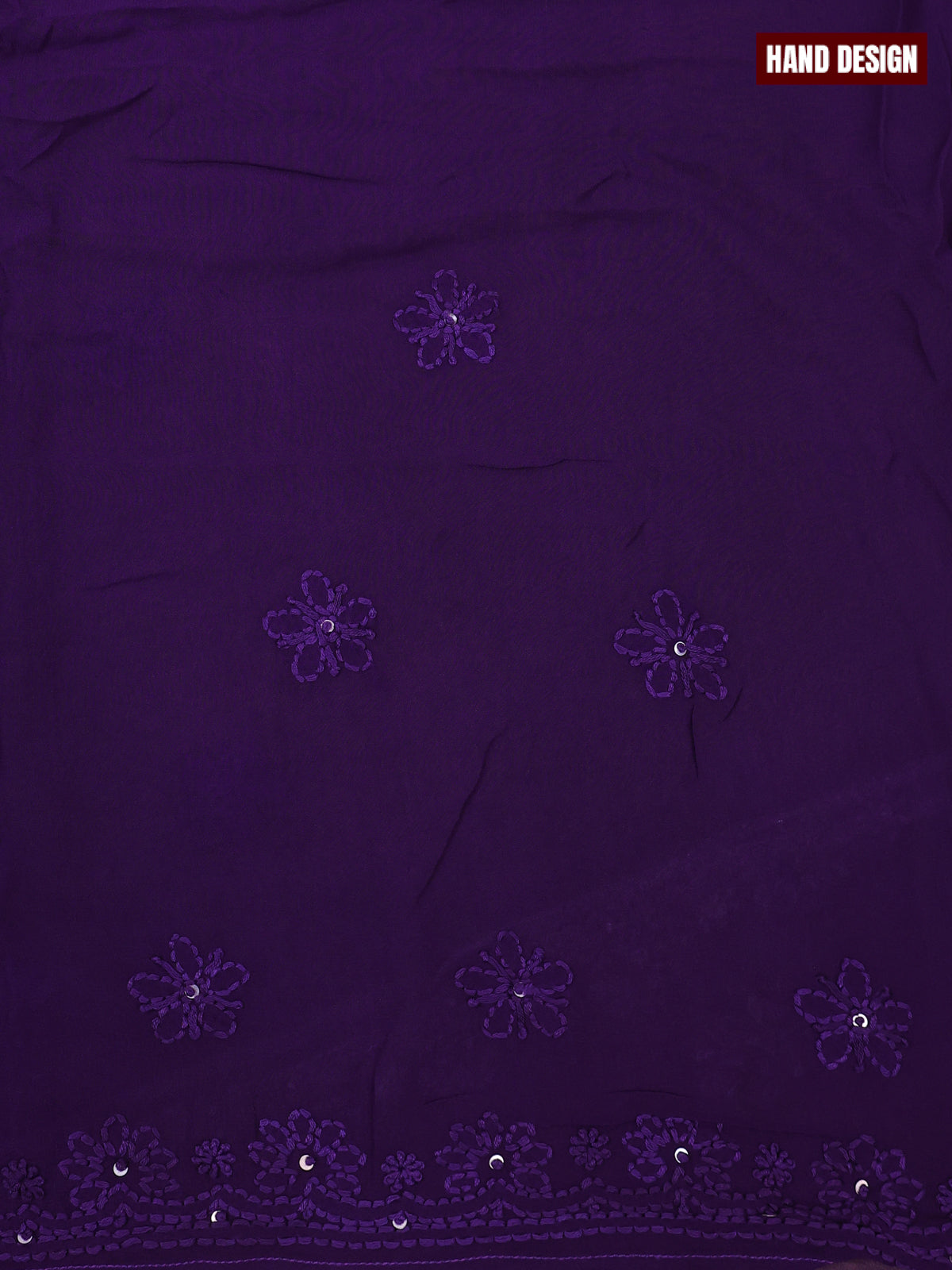 Georgette dress material violet with sequin & embroidery work neck pattern and bottom & dupatta