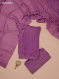 Georgette dress material mauve pink with sequin & embroidery work neck pattern and bottom & dupatta