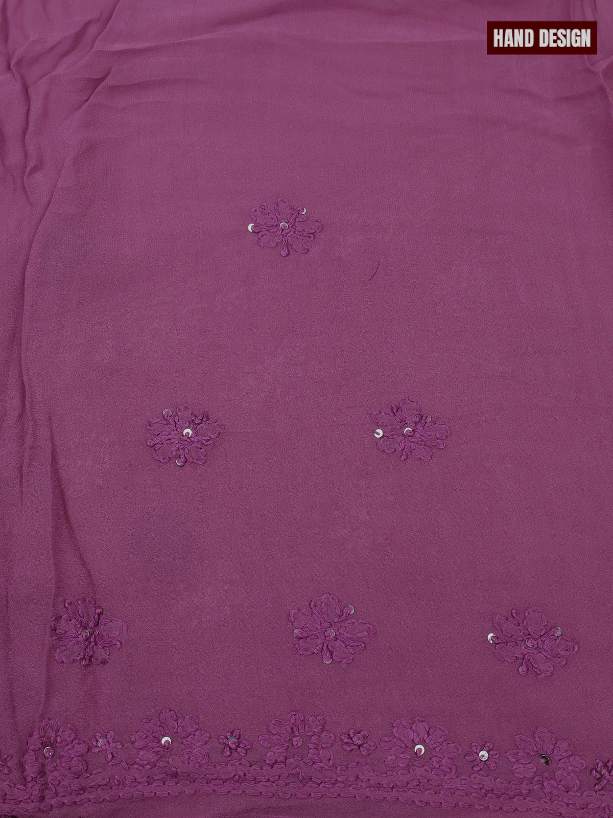 Georgette dress material mauve pink with sequin & embroidery work neck pattern and bottom & dupatta