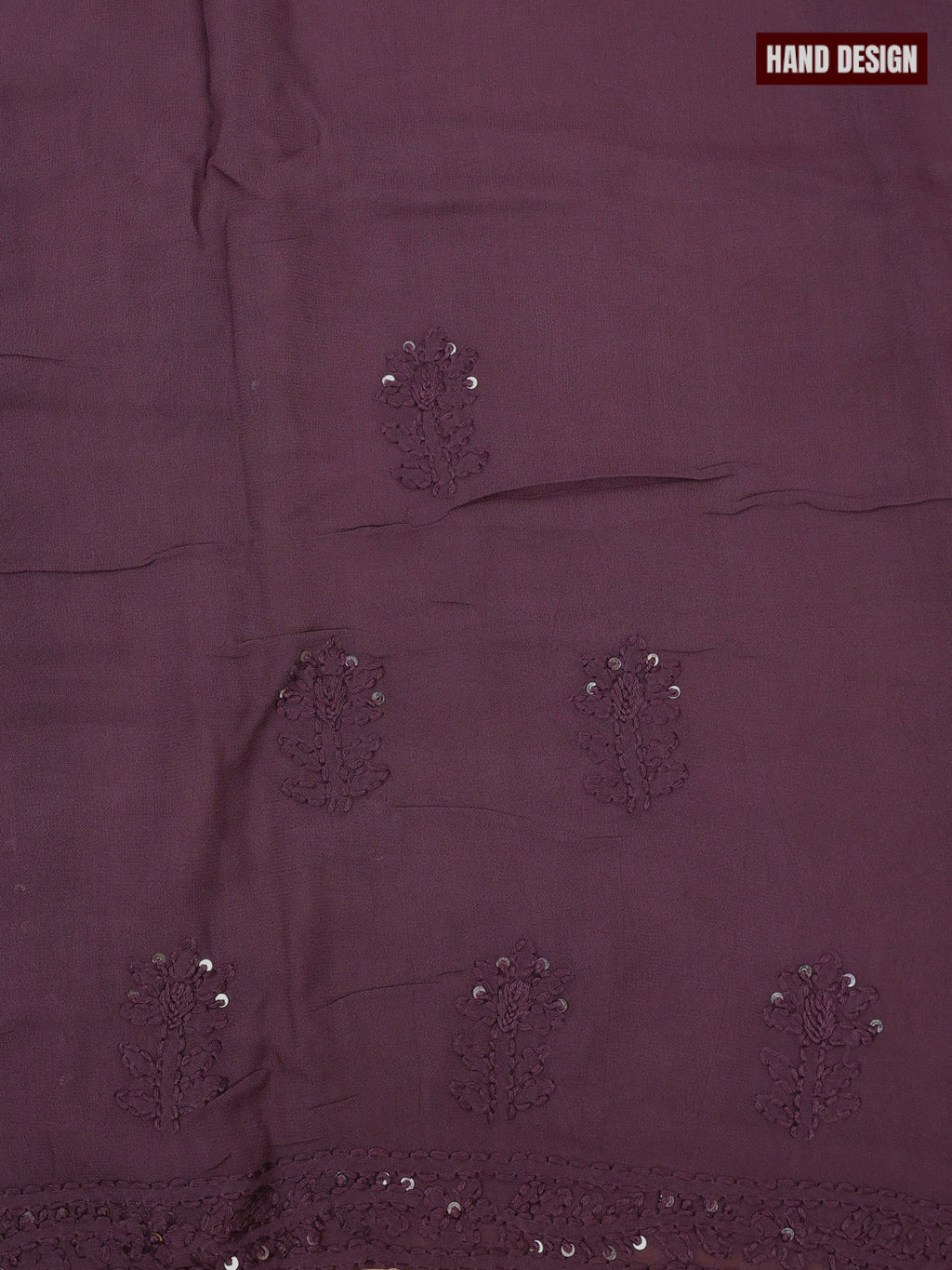 Georgette dress material dark brown with sequin & embroidery work neck pattern and bottom & dupatta