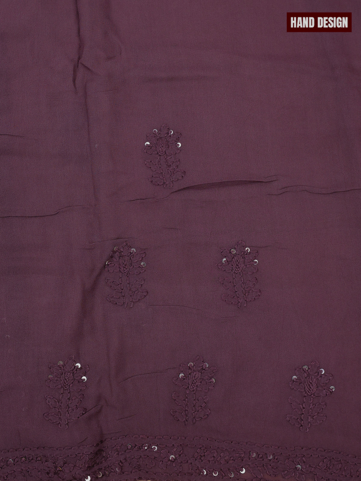 Georgette dress material dark brown with sequin & embroidery work neck pattern and bottom & dupatta