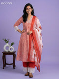 Mild Peach and Rust Shade Cotton Zig Zag Printed Anarkali Suit