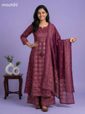 Wine Shade and Beige Cotton Printed Anarkali Suit