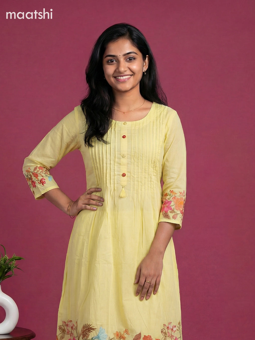 Yellow Cotton Floral Printed Anarkali Suits