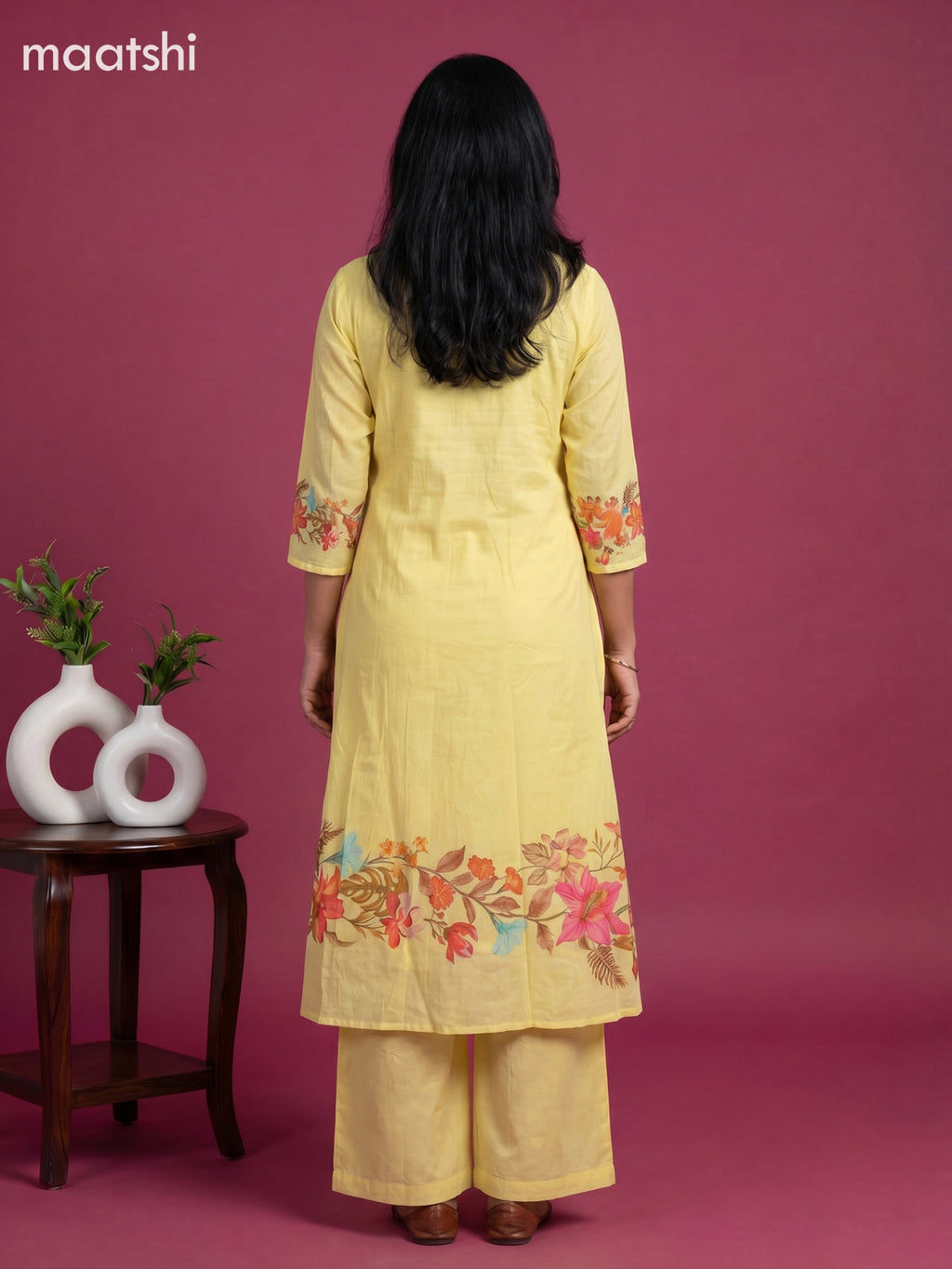 Yellow Cotton Floral Printed Anarkali Suits