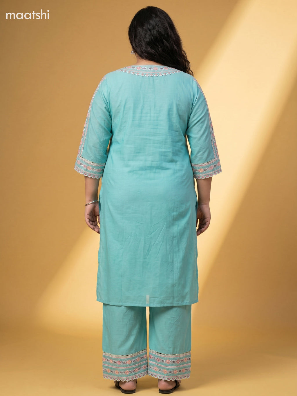 Teal Blue Chanderi Embroidery Work Salwar Suit