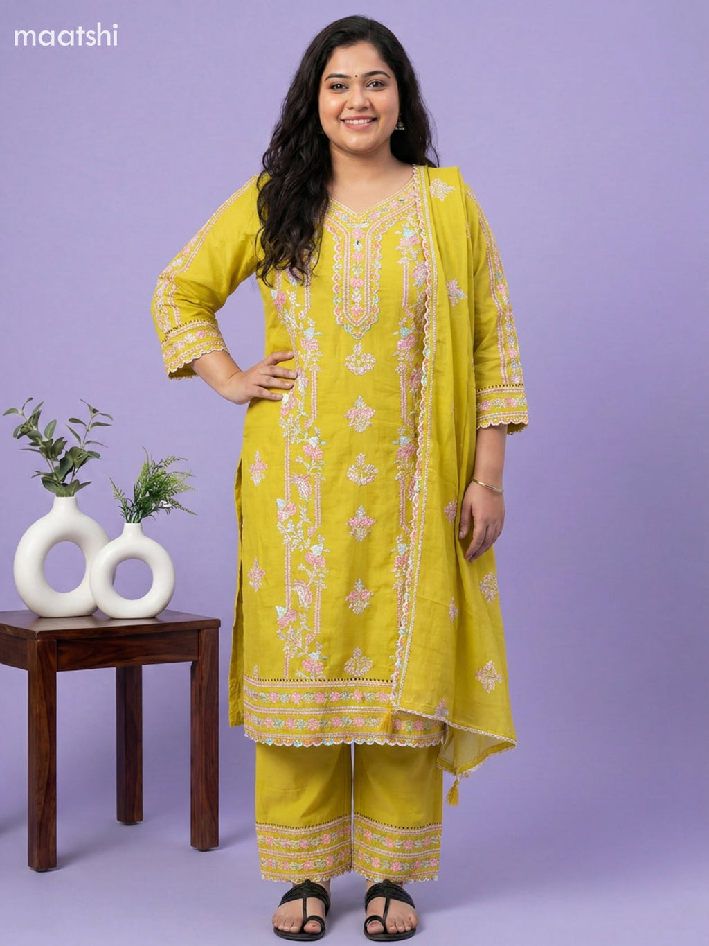 Baby Pink Chanderi Embroidery Work Salwar Suit