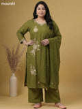 Green Cotton Embroidery Work Straight Suit
