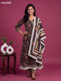 Black Cotton Kalamkari Printed & Embroidery Work Anarkali Suit