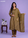 Green Cotton Patola Printed & Simple Embroidery Work Anarkali Suit