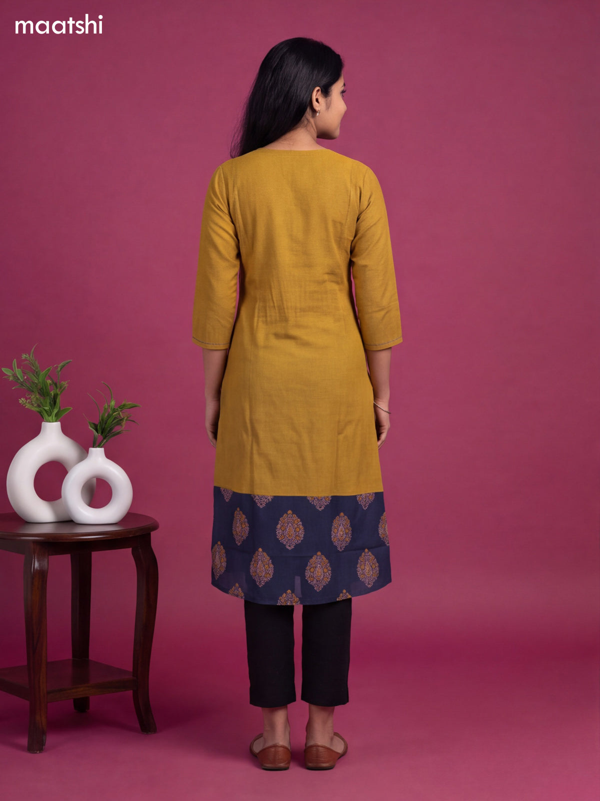 Mehandi Green Cotton Patch Work Neck Pattern Straight Kurti