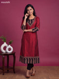 Kumkum Red Art Silk Printed Straight Kurti
