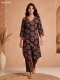 Black Cotton Printed & Embroidery Work Long Co Ord Set